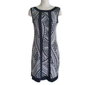 60s Mod Print Retro Nina Ricci Style Sleeveless Dress Black & White Shift Dress